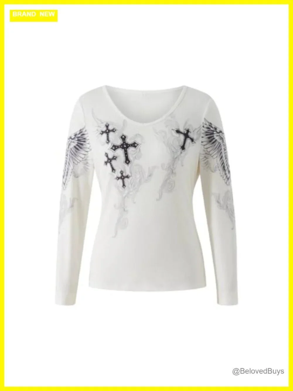 Women's Y2k Grunge Graphic Tee Long Sleeve Gothic Emo Punk Top